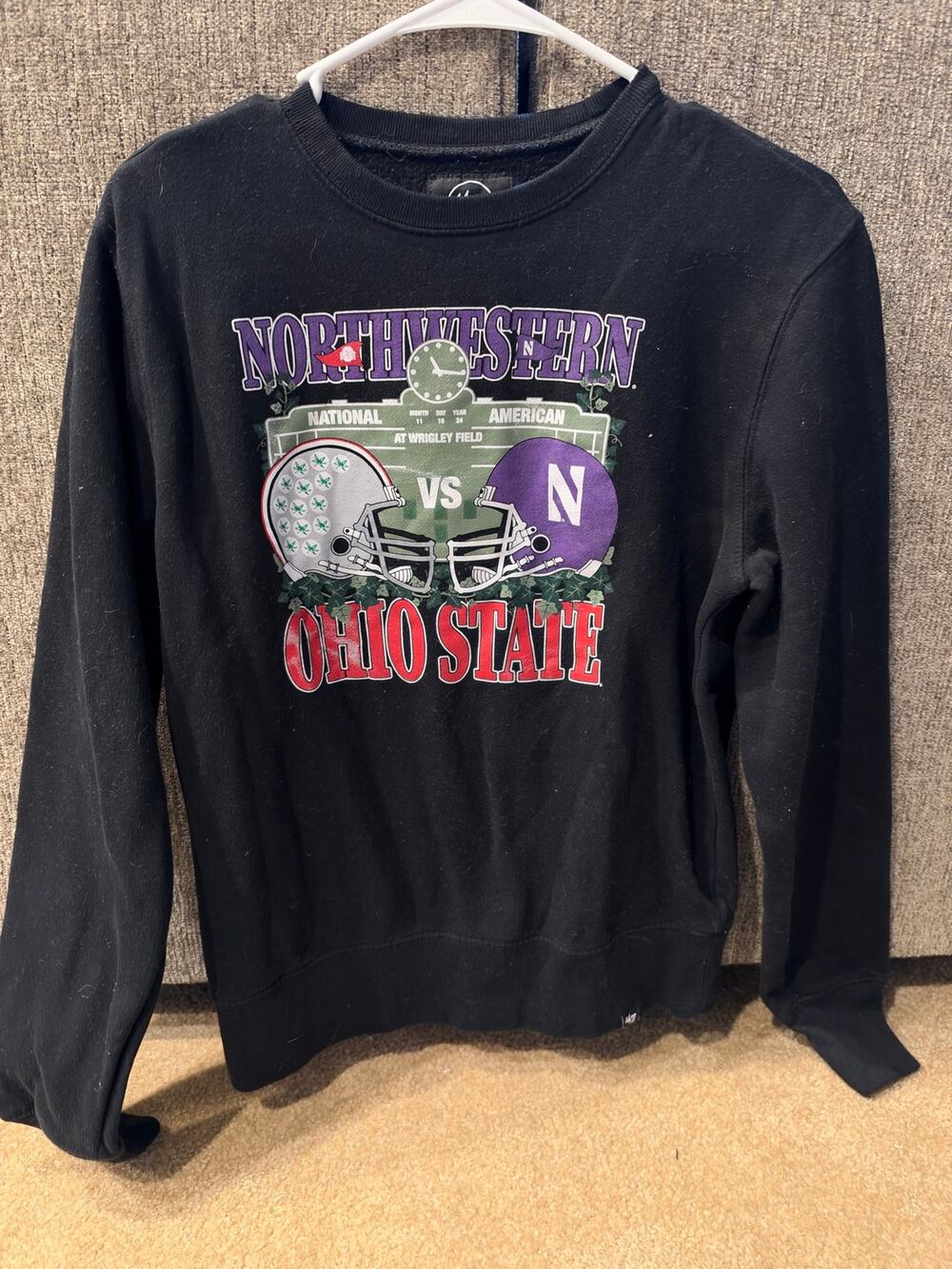 Northwestern Vs. Ohio State At Wrigley Field Black Graphic Sweatshirt Size small